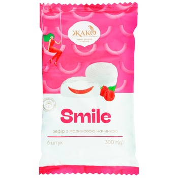 Зефір Жако Smile з малиновою начинкою 300г - купити, ціни на МегаМаркет - фото 1