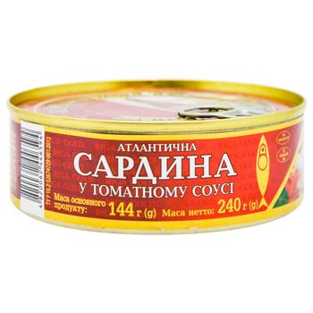 Сардина Рижское золото в томатному соусі 240г - купити, ціни на МегаМаркет - фото 1