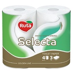 Туалетний папір Ruta Selecta білий 3-шаровий 4шт