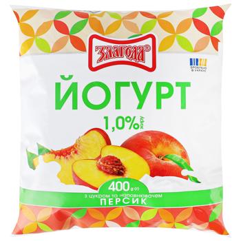 Йогурт Злагода Персик з цукром 1% 400г - купити, ціни на Auchan - фото 1