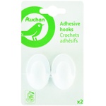 Auchan Set of Hooks Self-adhesive White 2pcs