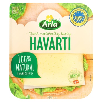 Сир Arla Havarti нарізаний 60% 150г - купити, ціни на МегаМаркет - фото 1