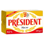Масло President кислосливочное несоленое 82% 200г